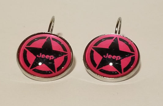 Pink Jeep Star Earrings