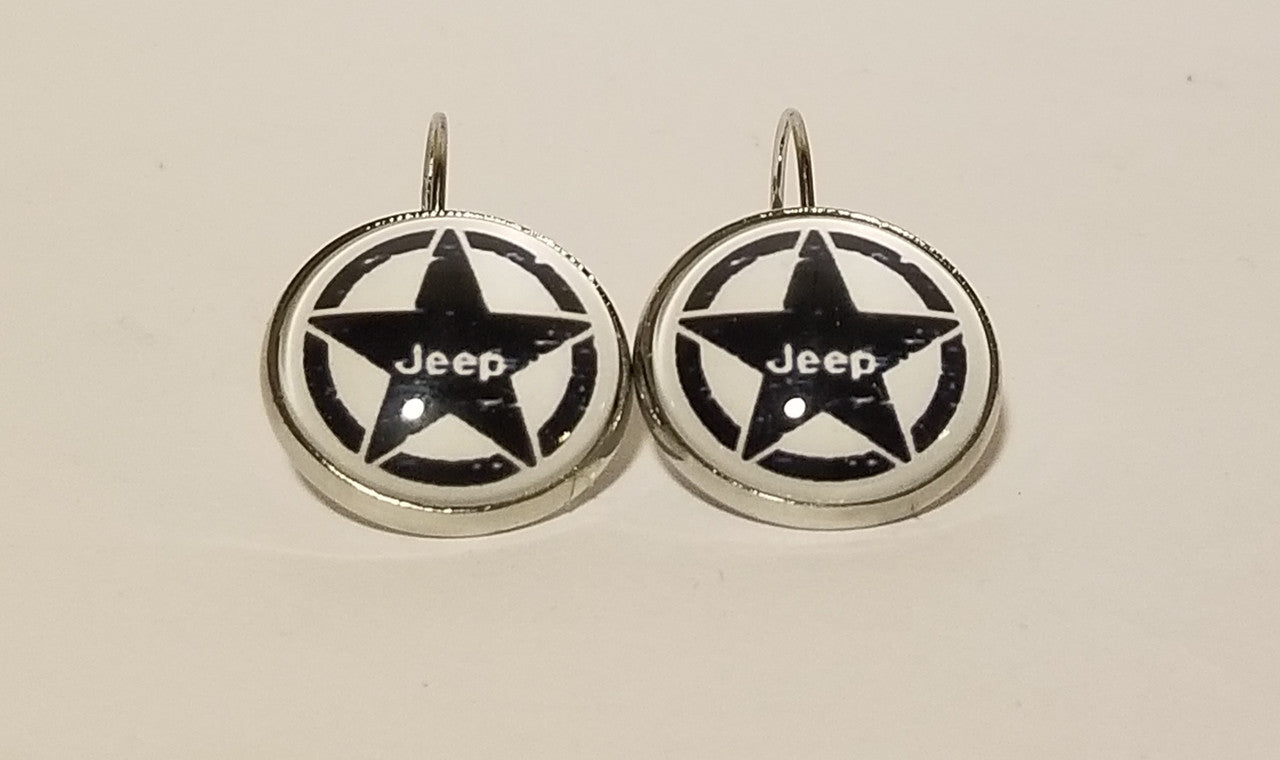 White Jeep Star Earrings