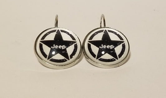 White Jeep Star Earrings