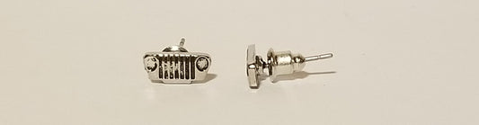 Silver Jeep Grille Stud Earrings