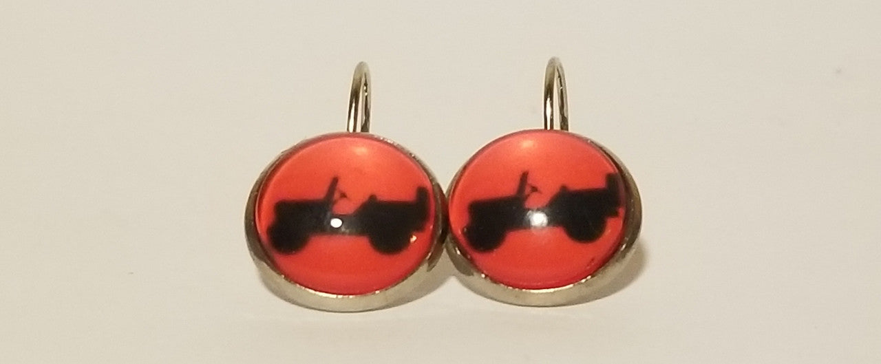 Red Jeep Willys Earrings