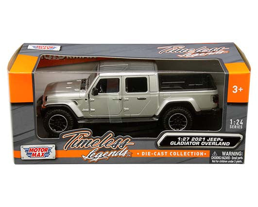 Motormax 1:27 2021 Jeep Gladiator Overland Hard Top (Silver) - Timeless Legends Window Box