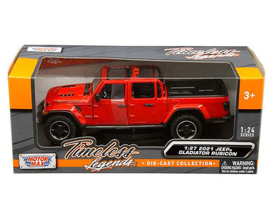 Motormax 1:27 2021 Jeep Gladiator Rubicon with open top (Red) - Timeless Legends Window Box