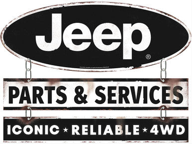 Jeep Parts and Service Linked Steel Sign — Offroad Collectibles.