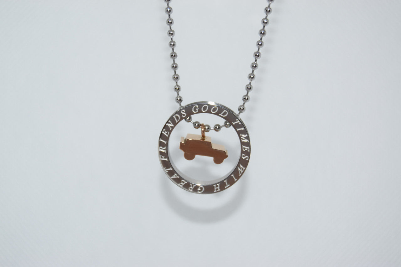 Silver Hoop with Gold Jeep Necklace