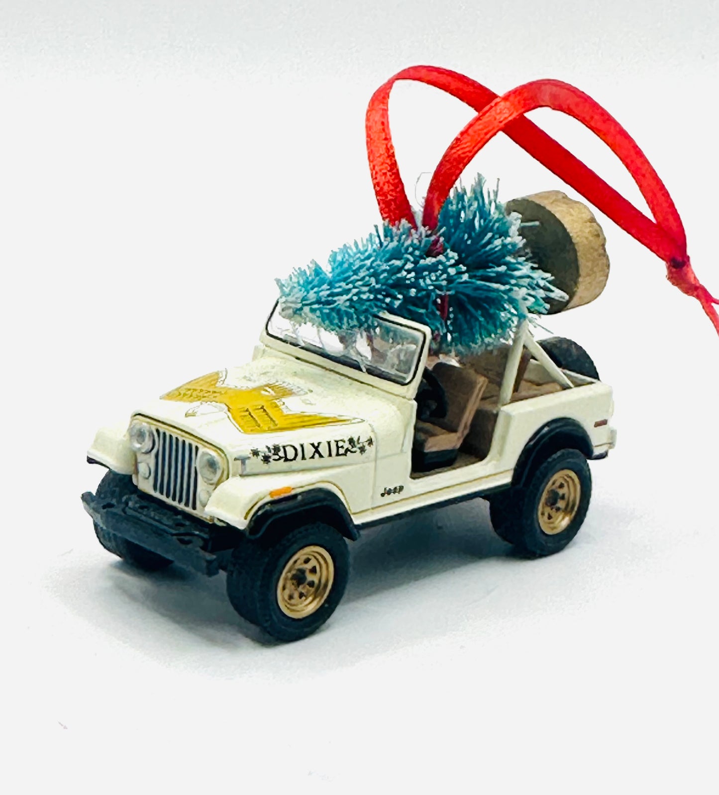Jeep CJ7 White Dixie Christmas Ornament