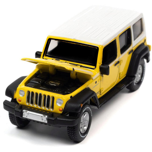 2017 Jeep Wrangler Chief Edition - Acid Yellow w/White Roof & White Side Stripe 1:64 Scale Diecast Replica Model