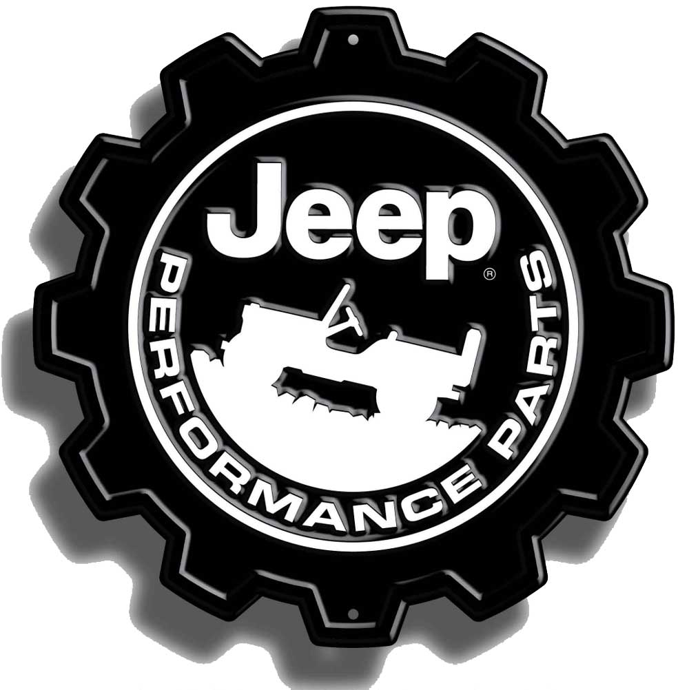 Jeep Performance Gear Logo 12" Embossed Metal Sign – Made in USA