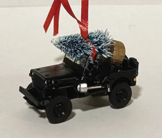 1942 Jeep Willys Diecast Ornament with Tree