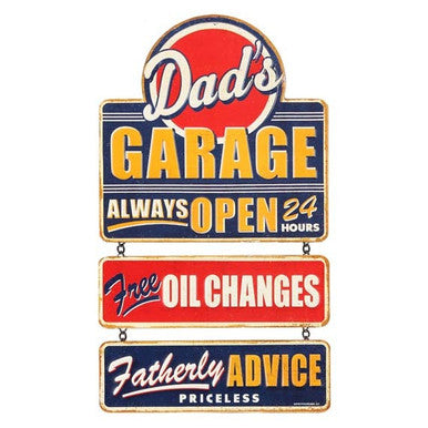 DAD'S GARAGE LINKED TIN SIGN — Offroad Collectibles.