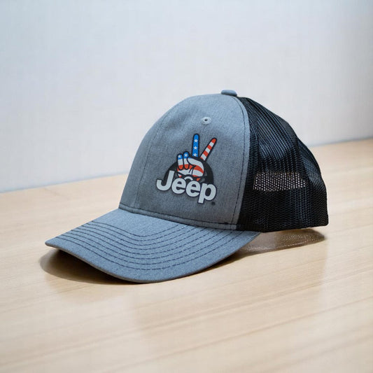Hat - Jeep Wave USA Patch - Heather Grey/Black — Offroad Collectibles.
