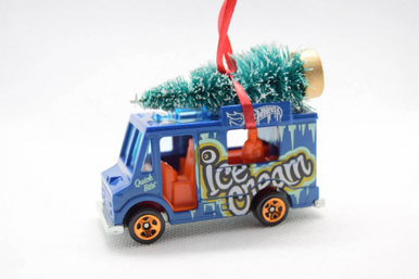 Ice Cream Food Truck Christmas Ornament with Tree Blue