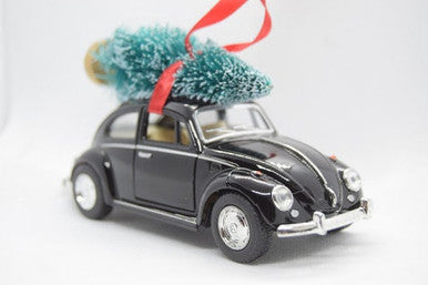 Volkswagen Beetle Bug Black Ornament with Tree