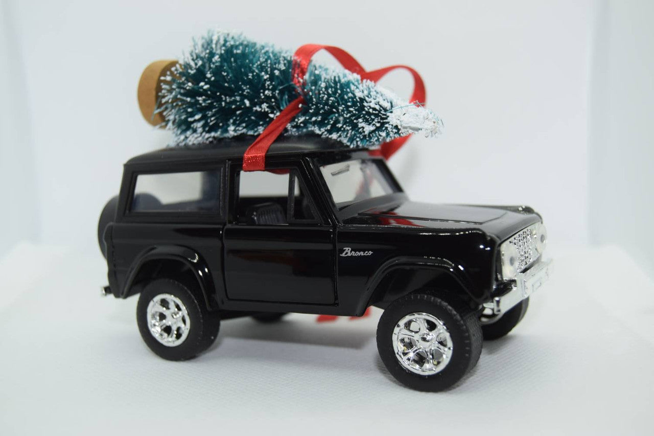 Ford Bronco Black Christmas Ornament with Tree