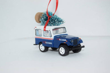 Mail Jeep Ornament with Tree