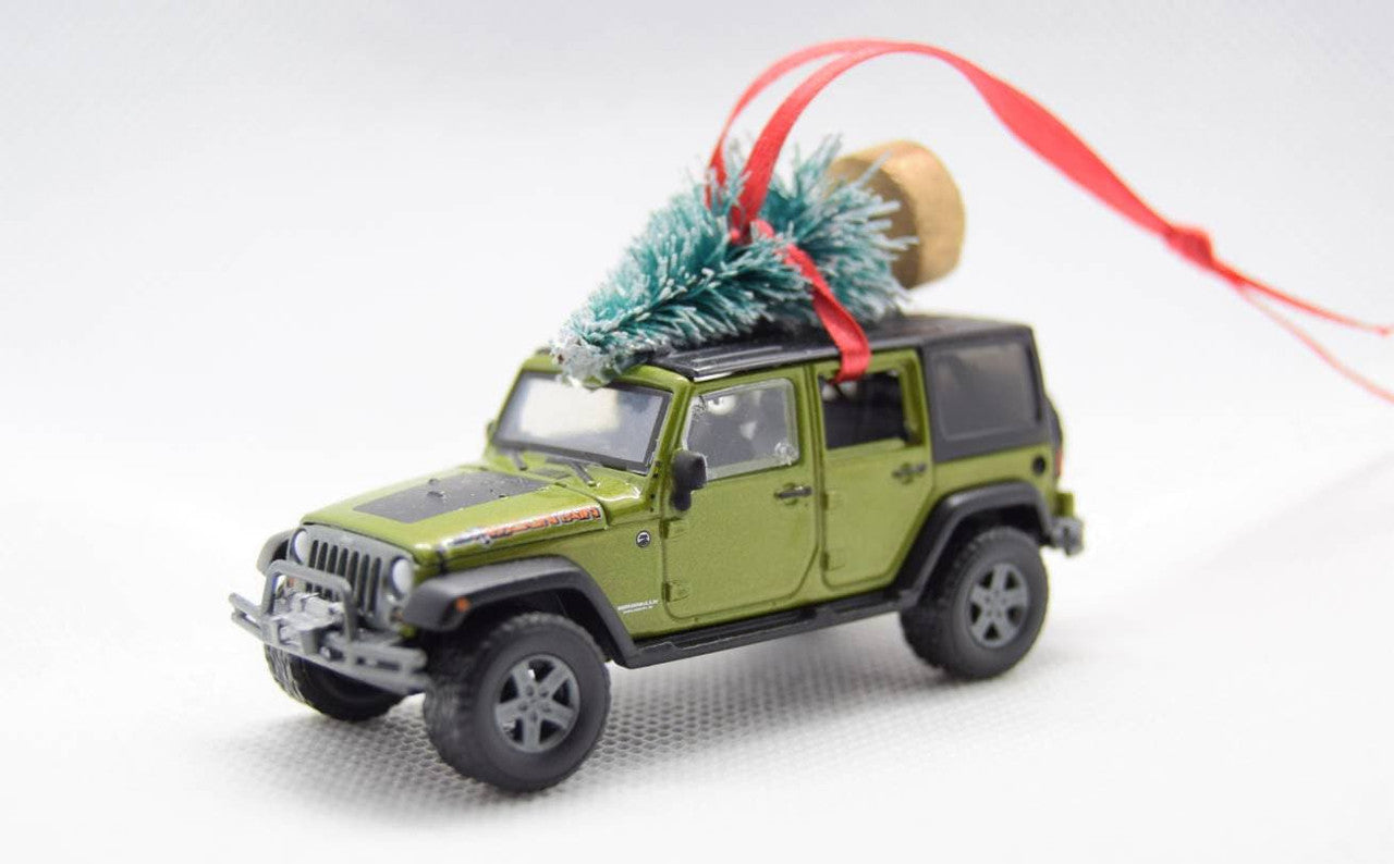 Jeep Wrangler Green JKU Ornament with Tree