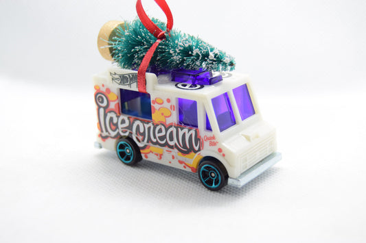 Ice Cream Food Truck Christmas Ornament with Tree