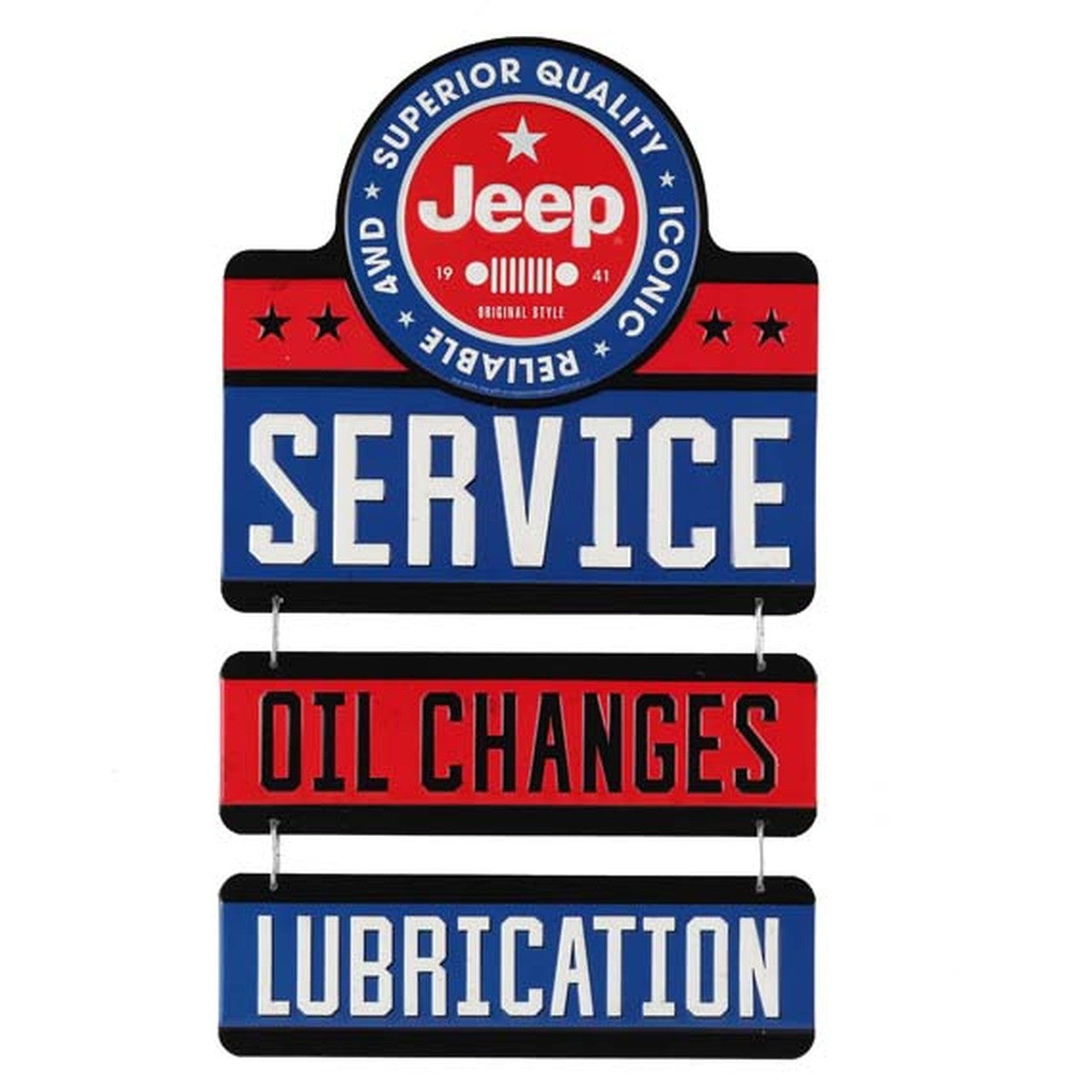 JEEP SERVICE LINKED EMBOSSED TIN SIGN