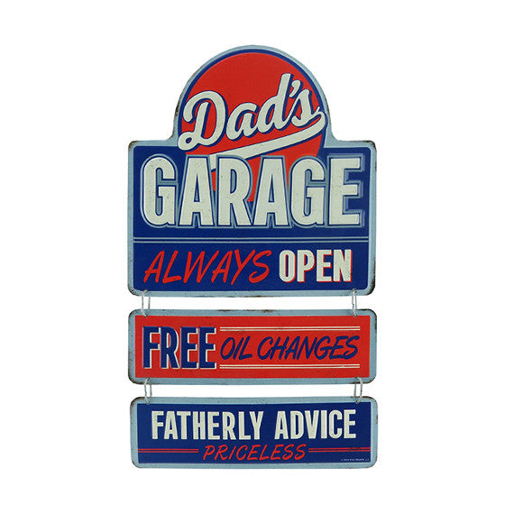 DAD'S GARAGE EMBOSSED TIN LINKED SIGN