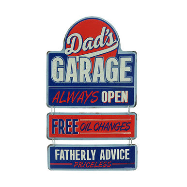 DAD'S GARAGE EMBOSSED TIN LINKED SIGN