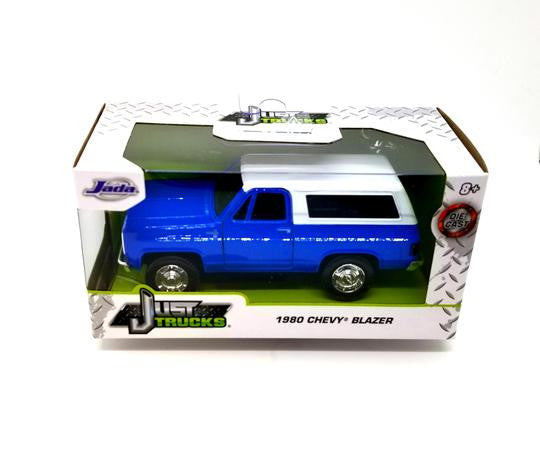 Jada Toys Just Trucks 1980 Chevy Blazer Blue White Top Die Cast Car Item 24076-B 1:32