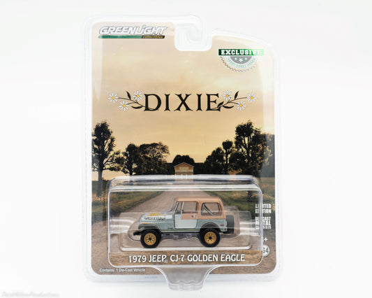 1979 Jeep CJ-7 Golden Eagle chase car in package - Greenlight Collectibles Dixie series limited edition diecast model — Offroad Collectibles.