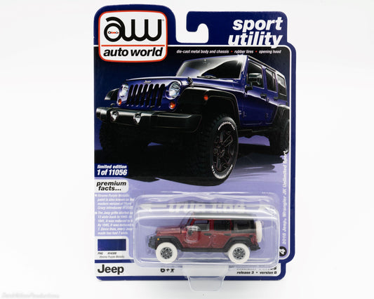 2018 Jeep Wrangler Unlimited burgundy chase car in package - Auto World Sport Utility Release 3B limited edition 1 of 1056