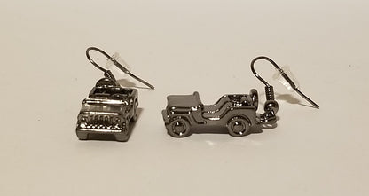 Silver Jeep Style Earrings