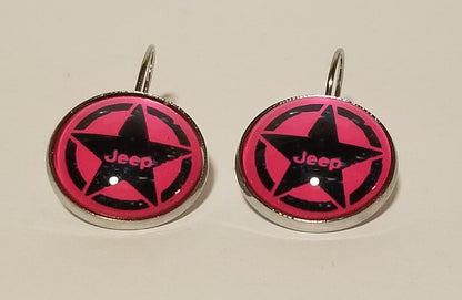 Pink Jeep Star Earrings
