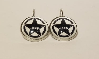 White Jeep Star Earrings