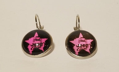 Black w/ Pink Jeep Star Earrings