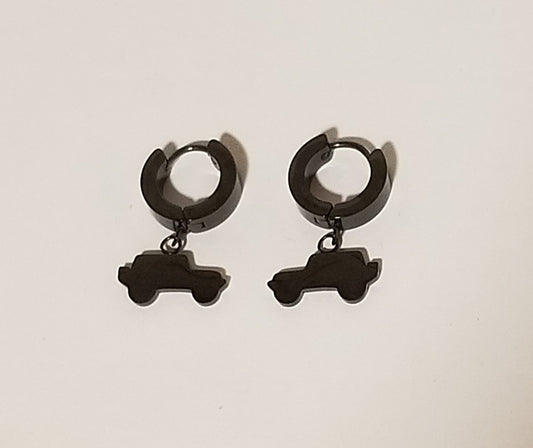 Black Jeep Vehicle Hoop Earrings
