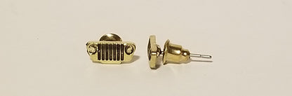 Gold Jeep Grille Stud Earrings