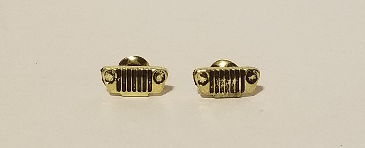 Gold Jeep Grille Stud Earrings