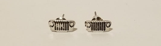 Silver Jeep Grille Stud Earrings — Offroad Collectibles.