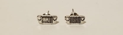 Silver Jeep Grille Stud Earrings