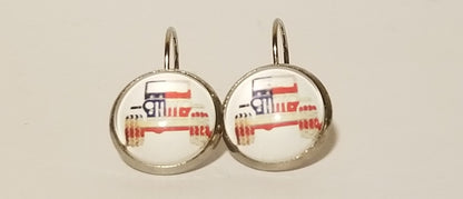 White Jeep Flag Earrings