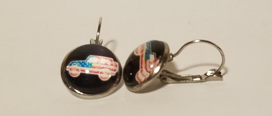 Black Jeep Flag Earrings — Offroad Collectibles.