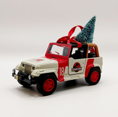Jurassic Park Jeep YJ JP18 Die-cast Ornament with Tree