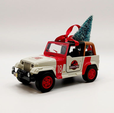 Jurassic Park Jeep YJ JP18 Die-cast Ornament with Tree