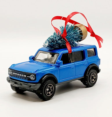 Blue Ford Bronco 2021 Ornament with Tree