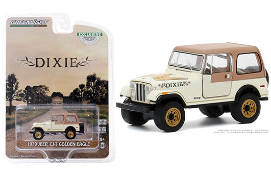 Greenlight 1:64 - Hobby Exclusive - 1979 Jeep CJ-7 Golden Eagle "Dixie" (Cream/Brown Top) — Offroad Collectibles.