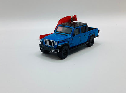 Blue Jeep Gladiator JT Diecast Ornament with Tree