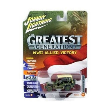 Johnny Lightning 1:64 The Greatest Generation: WWII Allied Victory – Willys MB Jeep with Beige Soft Top