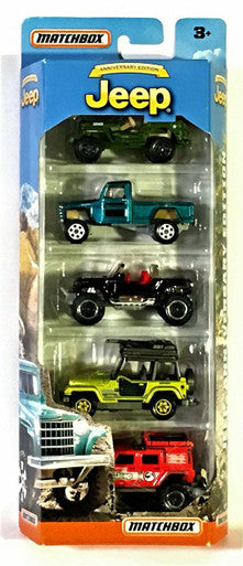 Anniversary Edition Jeep 5-Pack, 5 pack includes Jeep Willys 4X4 Pickup, '43 JEEP Willys, Jeep Hurricane Concept, '98 Jeep Wrangler and Jeep Wrangler Superlift — Offroad Collectibles.