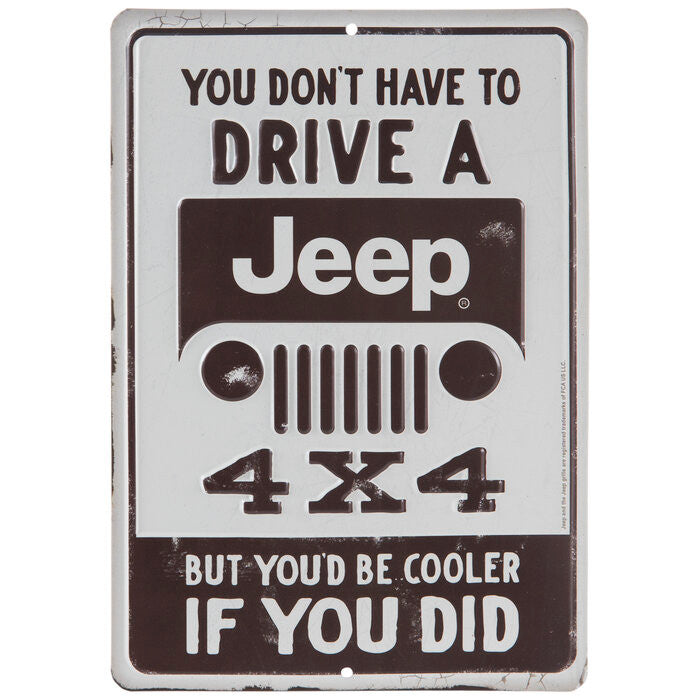 Brown & White Jeep Metal Sign