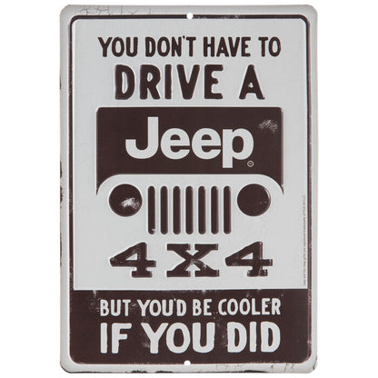 Brown & White Jeep Metal Sign