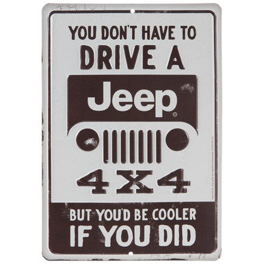 Brown & White Jeep Metal Sign