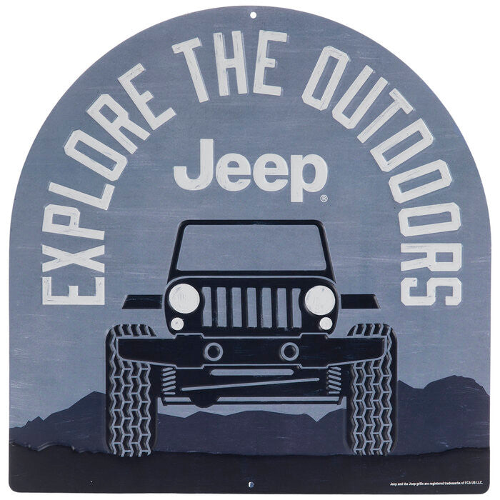 Explore The Outdoors Jeep Metal Sign
