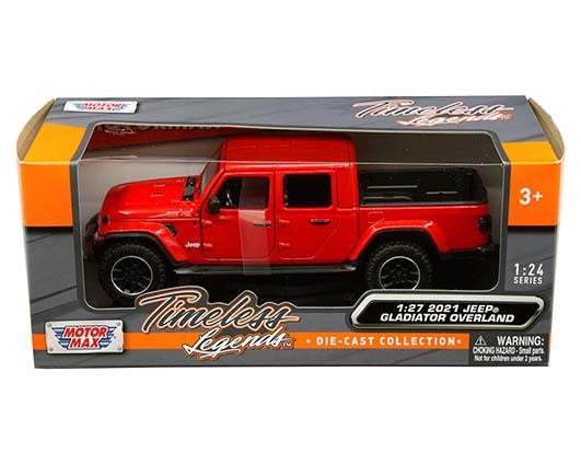 Motormax 1:27 W/B - Timeless Legends - 2021 Jeep Gladiator Overland Hard Top (Red)